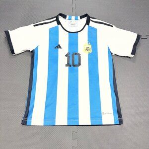 Adidas Kids Youth Argentina Messi #10 Jersey Size 26 Blue & White Stripes Short